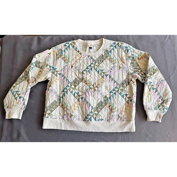 LG Woman UNIVERSAL‎ THREADS Quilted Sweater Cottage GrannyCore Western Boho Fall - Picture 2 of 5